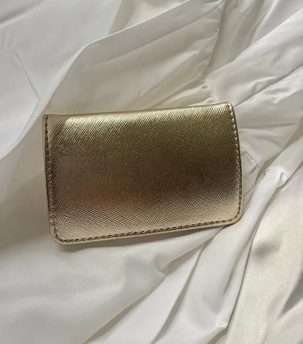 Francesca’s Gold Metallic Card Case, Business Card Holder, Business Card Wallet